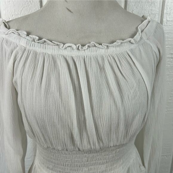Patrons of Peace Women Prairie Boho Hippie Off Shoulder Top Blouse White Small - Picture 4 of 8